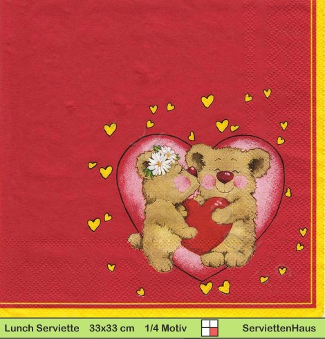 Zwei Bären mit grossem Herz - 1 Lunch Serviette